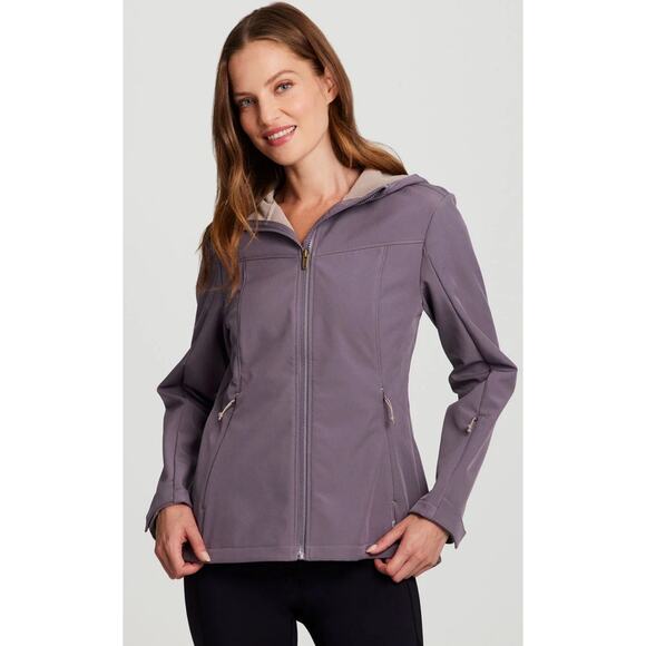 Avalanche Outdoor Amber Fleece Lined Soft Shell Burgundy Purple Hoodie Jacket M - Picture 1 of 11